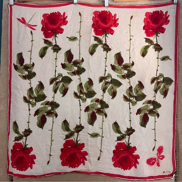 VERA NEUMANN Vintage Roses Printed Silk Chiffon Scarf - Picture 4 of 10